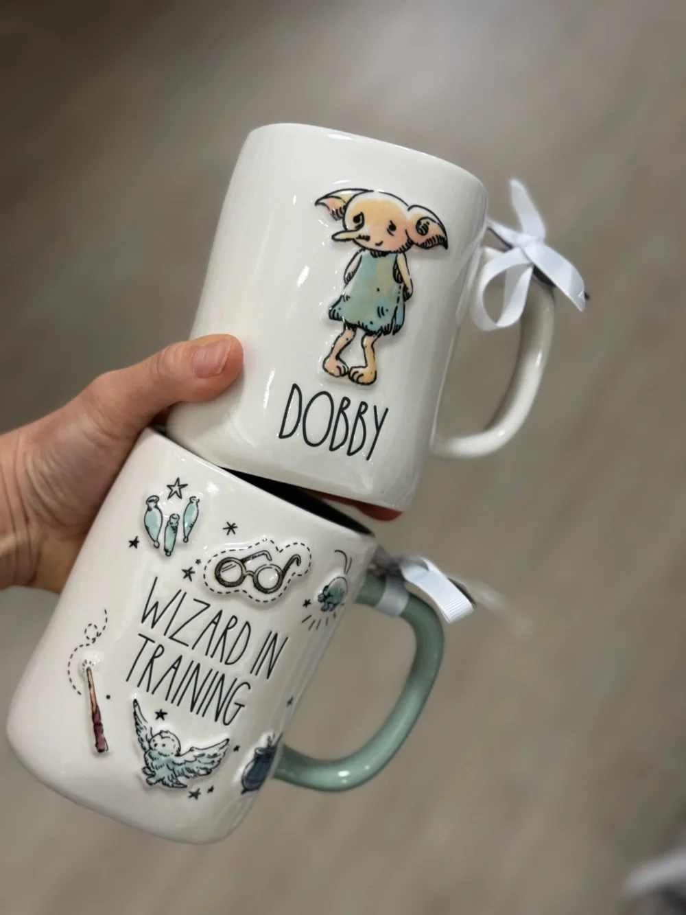 Rae Dunn Harry potter Ceramic 'Dobby' & 'Wizard in Training' Mugs - Picture 1 of 2